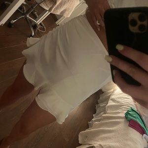 White satin ruffle skirt!